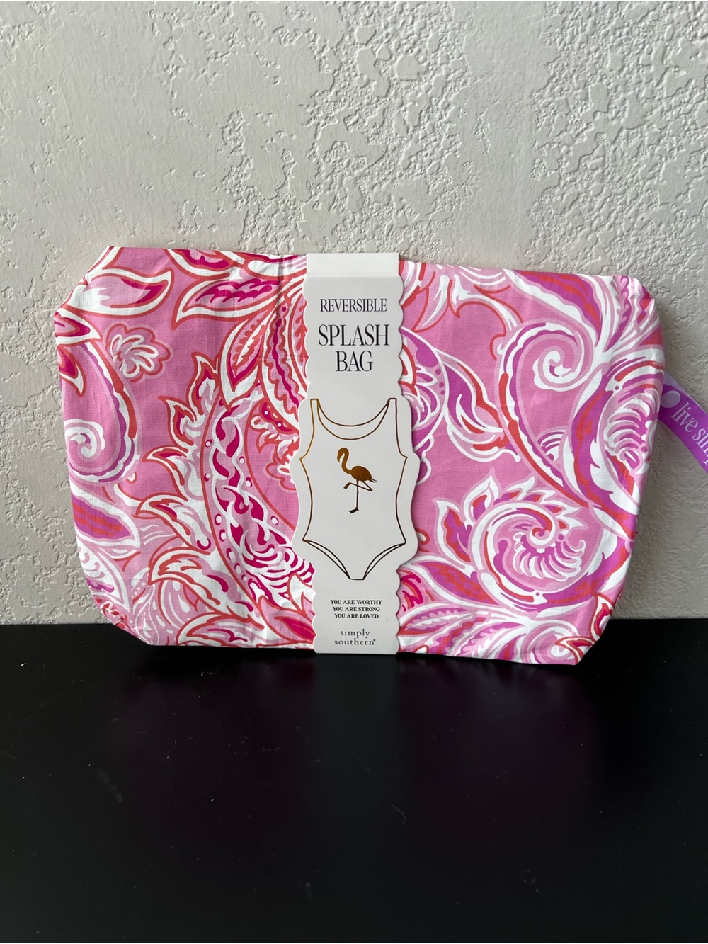 NWT Simply Southern Reversible Splash Bag - Pink Paisley